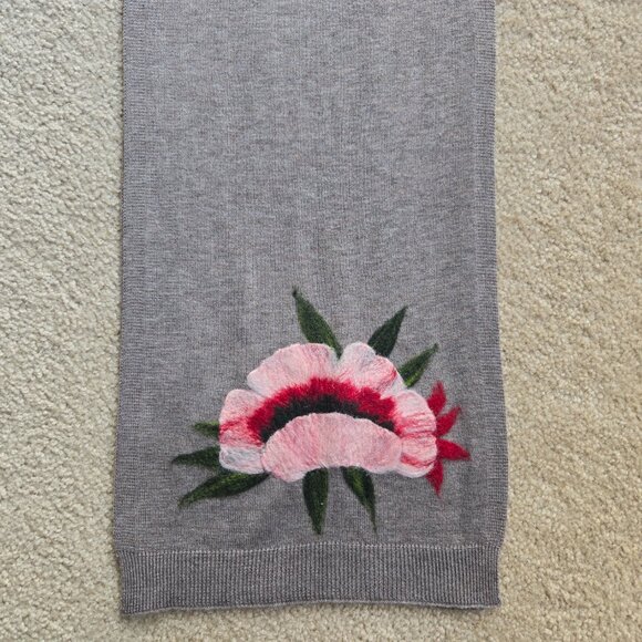 NWOT J. Jill Knit Scarf with Needle Felted Wool Flowers - Picture 13 of 15